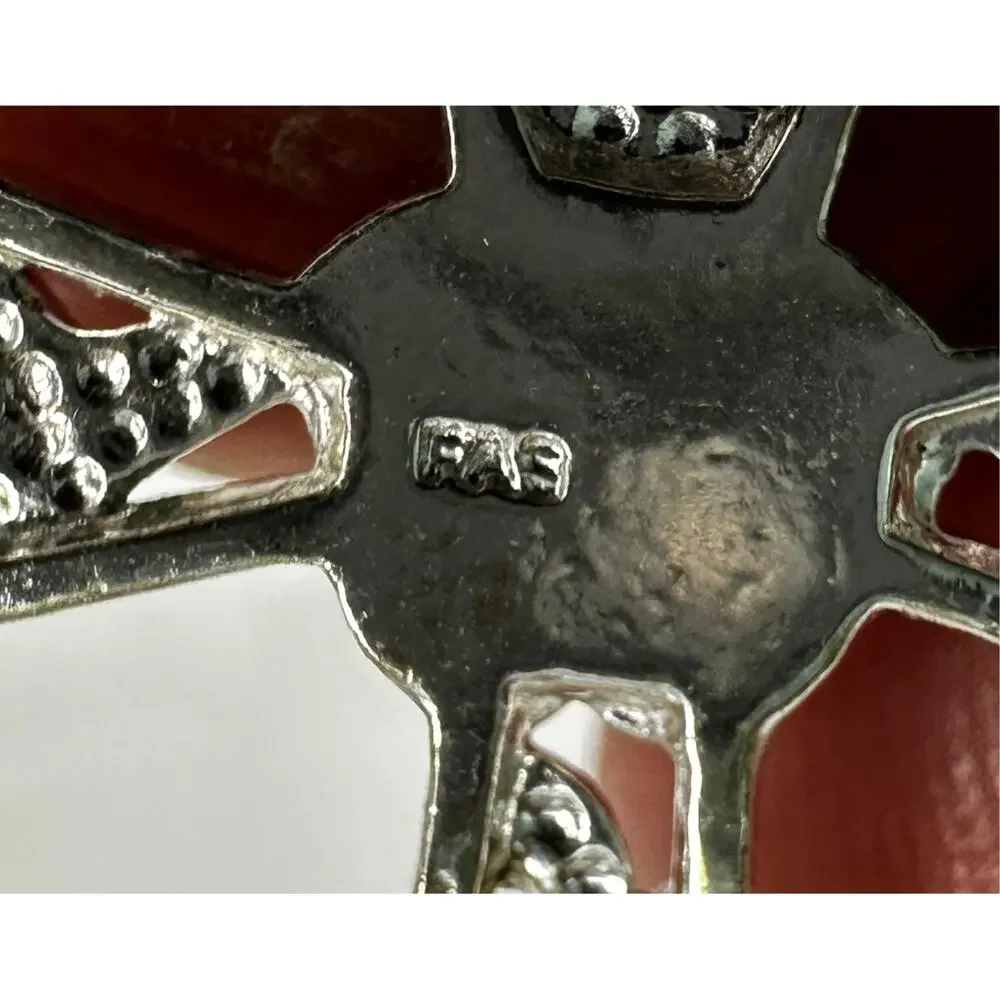Vintage 925 Sterling Silver Rose Cross Pendant Necklace 2